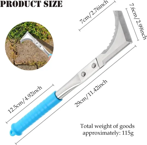 Miniatura 2 de Kosoyo - Herramienta de deshierbe de grietas de acero inoxidable, herramienta de jardinería manual de onda de diente de sierra, 11.42 pulgadas