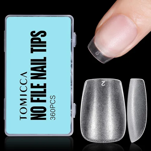Miniatura 24 de TOMICCA Puntas de uñas extra cortas en forma de ataúd, 240 piezas de uñas postizas acrílicas de cobertura completa para manicura con extensión, 15