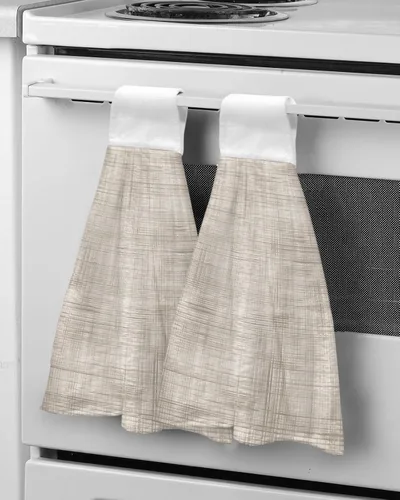 Miniatura 2 de Toallas de cocina colgantes estilo granja, retro, textil, textura a cuadros, toallas de mano con lazo para colgar, estilo granja, suaves