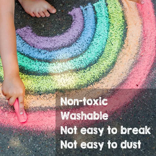 Miniatura 6 de Paquete de 180 tizas lavables para acera para niños, 20 colores no tóxicos, pintura de tiza jumbo a granel para actividades al aire libre de verano