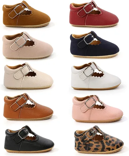 Miniatura 28 de RVROVIC Mocasines de princesa para bebé, zapatos brillantes de Mary Jane, zapatos de cuna de suela suave y ligera de primera calidad, zapatos
