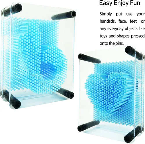 Miniatura 2 de 3D Pin Art Juguete Sensorial Tamaño 5x3.7 Pulgadas Agujas Pin Impresión Juguete Intelectual Divertido Rainbow Juguetes, Azul Claro Azul claro 5x3.7