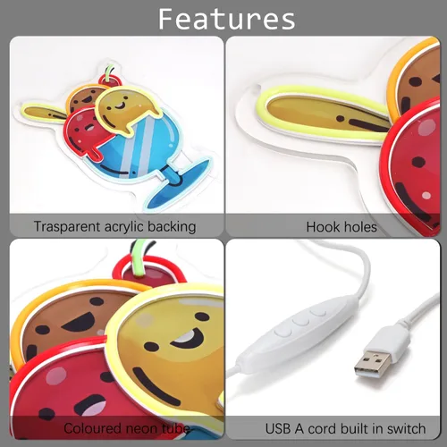 Miniatura 2 de Adorable letrero de neón de helado LED para decoración de pared, luz USB y batería para habitación de niños, dormitorio, sala de juegos, regalo