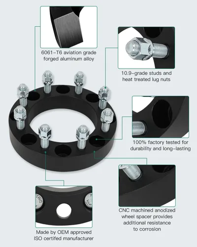 Miniatura 4 de Adaptadores espaciadores de rueda de 1.5 pulgadas, 8 x 170 a 8 x 6.5 pulgadas, 8 lengüetas, 14 x 1.5, 5.118 in, compatible con F-350 Super Duty