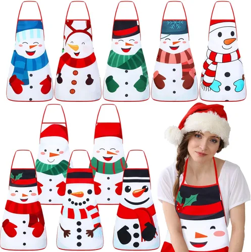 Miniatura 12 de Toulite 10 Piezas Delantal de Navidad Ajustable Delantales de Cocina para Cocinar Delantal BBQ Babero Delantal de Chef Divertido para Mujeres
