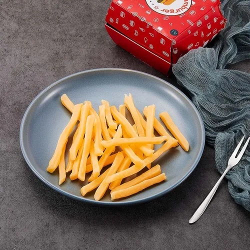 Miniatura 6 de Zhanmai 50 piezas falsas de papas fritas para jugar, simulación de alimentos, alimentos artificiales, papas fritas de PVC, decoración de juguetes