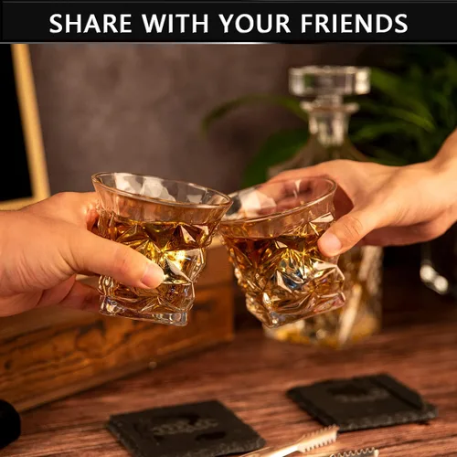 Miniatura 5 de Juego de decantador de whisky, juego de regalo de piedras de whisky para hombres, caja de regalo con bolas de acero inoxidable reutilizables, vasos