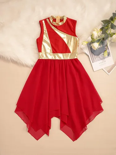 Miniatura 163 de CHICTRY Vestido de baile lírico sin mangas asimétrico para niñas, disfraz de adoración litúrgica contemporánea