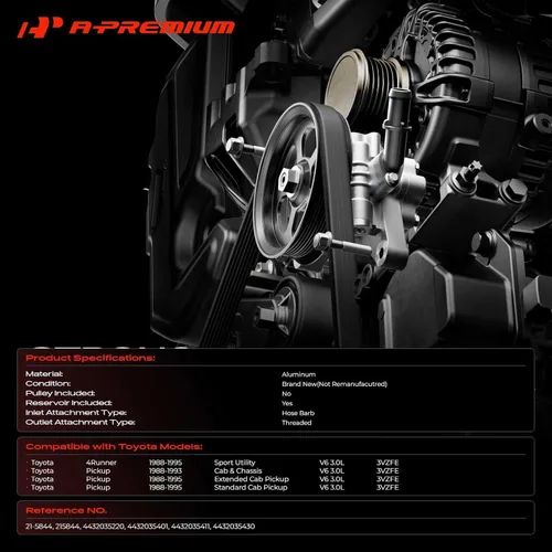 Miniatura 2 de A-Premium Bomba de dirección asistida, con depósito, compatible con Toyota 4Runner/Pickup (Hilux) 1988 1989 1990 1991 1992 1993 1994 1995, 3.0L