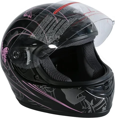 Miniatura 4 de TCT-MOTORPARTS - Casco de motocicleta con tapa abatible, de cara completa, certificado por el DOT, diseño de mariposa rosa y negro, casco deportivo