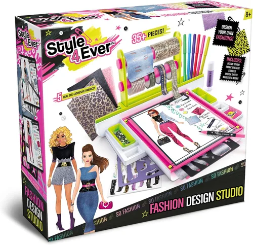 Canal Toys Style 4 Ever Estudio de Diseño de Moda, Diseña tus Propias Modas, Hojas de Diseño con Plantillas, Pegatinas y Telas, Añade Colores,