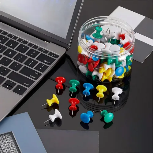 Miniatura 6 de Outus 100 pines gigantes para pulgares grandes, cabezales de plástico, de 1 pulgada, para tablero de corcho, mapas, pósteres de oficina y escuela