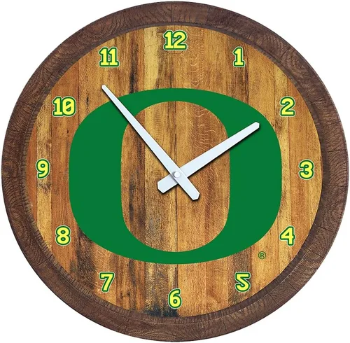Miniatura 60 de The Fan-Brand NCAA Oklahoma Sooners: Reloj de pared con parte superior de barril de imitación para decoración de bar, decoración de fiesta