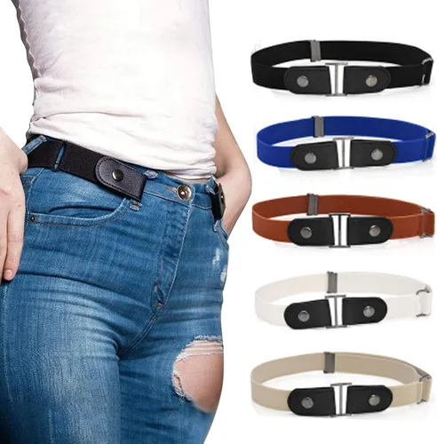 Miniatura 2 de TAIYANYU Cinturones elásticos invisibles sin hebilla para mujeres o hombres, cinturones invisibles negro