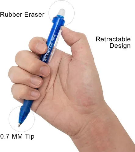 Miniatura 2 de VITOLER - Bolígrafos de gel con los que se puede borrar, retráctiles, punta fina (0.028 in), desaparecen los errores, 5 bolígrafos de tinta de gel