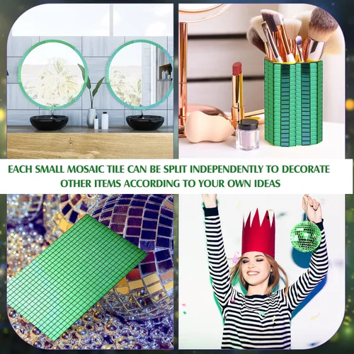 Miniatura 5 de Azulejos de mosaico autoadhesivos para proyectos de manualidades, 0.197 x 0.197 in (verde, 7200 piezas)