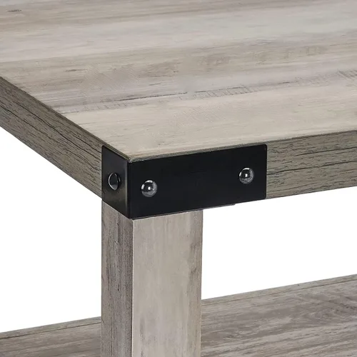 Miniatura 5 de ROCKPOINT Muebles estilo granero estilo granja rectangular acento mesa de centro, gris lavado