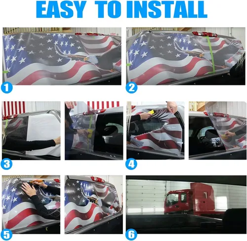 Miniatura 6 de Calcomanías para ventana trasera de camiones, calcomanía de bandera estadounidense para camioneta, calcomanía de vinilo perforado con diseño
