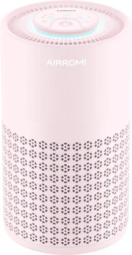 Purificador de aire AIRROMI para dormitorio con filtro HEPA 3-en-1, purificador de aire para mascotas para el hogar con olor a orina de gato, cubre