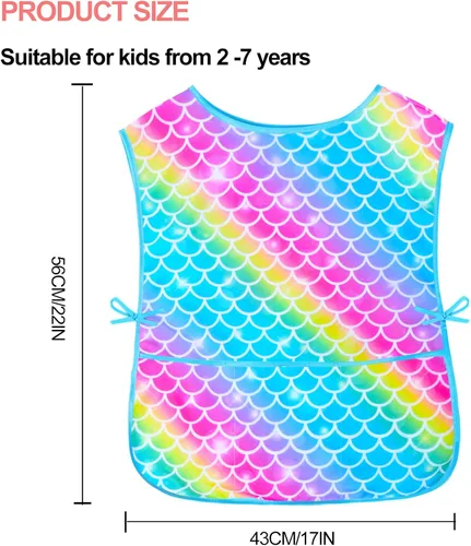 Miniatura 6 de Sylfairy Bata de arte para niños, impermeable, para pintar, delantal de pintura para niños pequeños