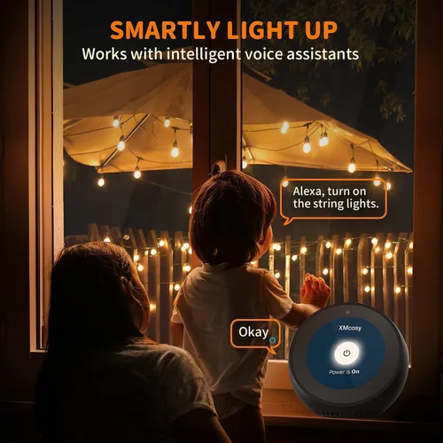 Miniatura 9 de Cadena de luces para exteriores – Cadena de luces al aire libre, impermeable, de 100 pies, luces LED de color blanco cálido regulables, control