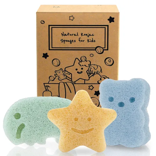 Miniatura 4 de myHomeBody Konjac - Esponja de baño para bebé, formas lindas, natural, para niños, bebés, recién nacidos, segura a base de plantas, juego de 3