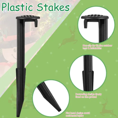 Miniatura 3 de Blulu 24 estacas inflables con correas y ganchos, estacas de plástico para patio, decoraciones de césped resistentes para inflables, Navidad