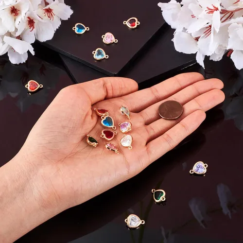 Miniatura 4 de Heart Connector Charms Faceted Crystal Love Heart Link Charms Valentines Linking Pendants with Double Loops for DIY Bracelet Necklace Jewelry Making