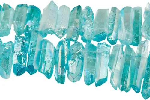 Miniatura 29 de TUMBEELLUWA Puntas de cristal de cuarzo para bisutería Cuentas de cristal de cuarzo con revestimiento de titanio pulidas o en bruto 15 pulgadas