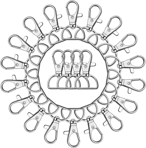 Miniatura 8 de Ganchos Giratorios con Mosquetón, Anezus 80 Piezas Ganchos de Clip para Llavero, Clip de Anillo en D Hardware para Cordón para Hacer Llaveros, Hacer