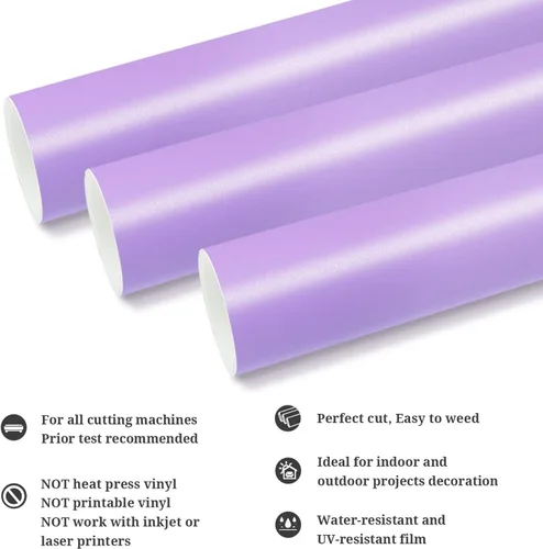 Miniatura 2 de TECKWRAP - Vinilo adhesivo permanente 12 pulgadas x 10 pies, lavanda mate púrpura Morado lavanda mate