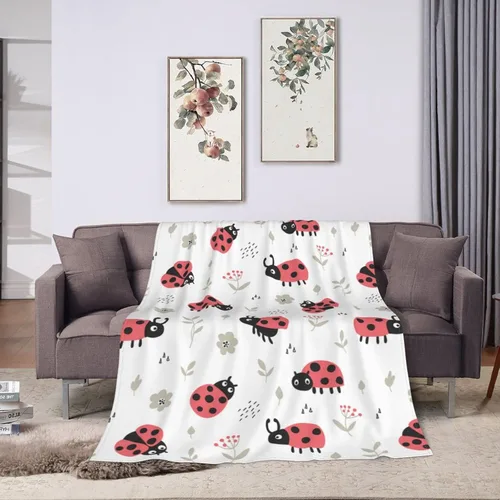 Miniatura 5 de Manta de mariquita linda de mariquita súper suave y cálida para sofá, dormitorio, sofá, oficina, automóvil, para todas las estaciones, acogedora