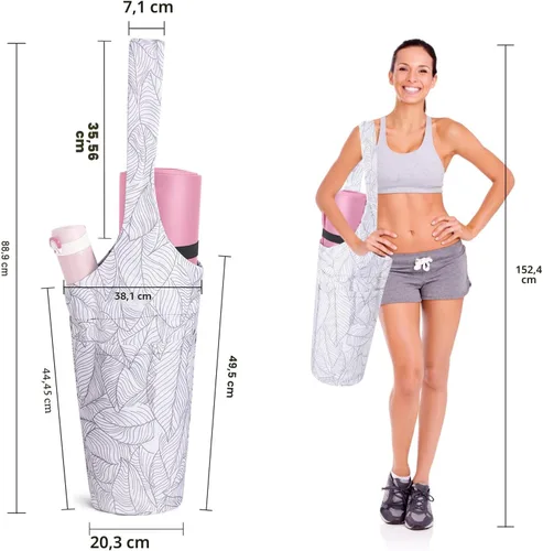 Miniatura 2 de IwIeIaIrI Bolsa para esterilla de yoga para mujeres con bolsillo grande y bolsillo con cierre, accesorios para regalos de yoga con correa de hombro