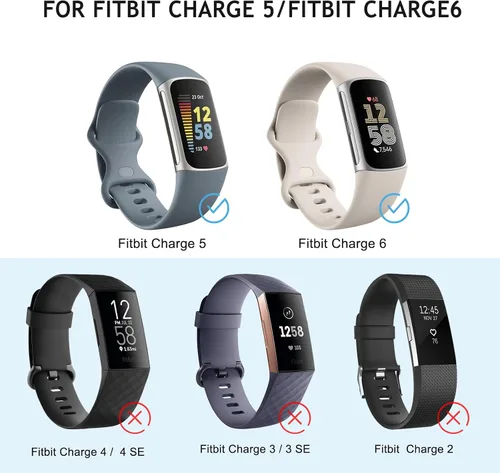 Miniatura 2 de Paquete de 2 bandas para Fitbit Charge 6 bandas para mujeres y hombres, correas clásicas suaves de repuesto para Fitbit Charge 5 Fitness & Health