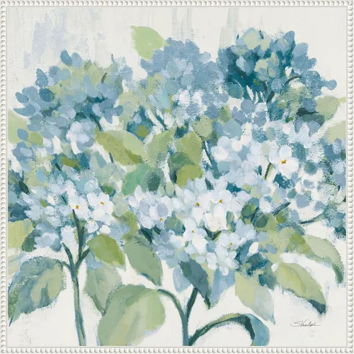 Amanti Art Silvia Vassileva - Lienzo enmarcado para pared, 30 x 30 pulgadas, diseño romántico de hortensias azules, lienzo enmarcado para pared,