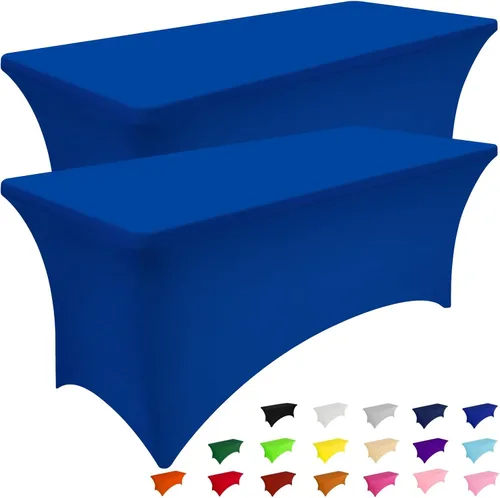 Miniatura 41 de Smiry Paquete de 2 manteles de elastano de 6 pies, fundas de mesa elásticas ajustables extensibles, lavables y sin arrugas, rectangulares para mesa