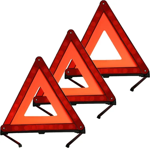 KAFEEK Triángulo de advertencia reflectante para vehículos, kit de triángulo de seguridad en carretera de advertencia de emergencia, visibilidad
