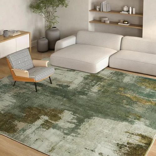 Miniatura 42 de Kelarea Alfombra lavable para sala de estar, 5 x 7 antideslizante, alfombras modernas abstractas color beige, alfombra de pelo bajo fácil