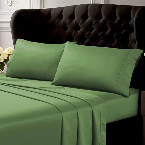 Miniatura 7 de Tribeca Living Juego de 2 fundas de almohada de satén de algodón egipcio tamaño King, color liso, 500 hilos, ropa de cama de lujo, café
