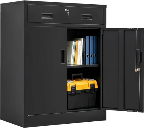 Miniatura 18 de CJF Gabinete de almacenamiento de metal, armario de almacenamiento de 36 pulgadas de alto con estantes y puertas, gabinetes de metal para oficina