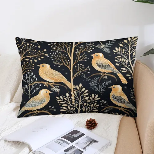Miniatura 5 de Funda de almohada dorada de invierno con diseño de pájaros de nieve, Navidad, 12 x 20 pulgadas, diseño de Feliz Navidad, invierno, Navidad, cojín