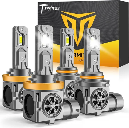 Miniatura 14 de Termitor Bombillas LED 9005/HB3, 30000 lúmenes, 800% ultra brillo, tamaño halógeno 1:1, blanco frío 6500K, vida útil de 10 años con ventilador