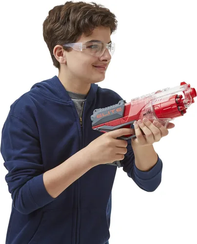 Miniatura 7 de NERF Elite Disrupter Blaster - Tambor giratorio de 6 dardos, Slam Fire, rojo translúcido (exclusivo de Amazon)