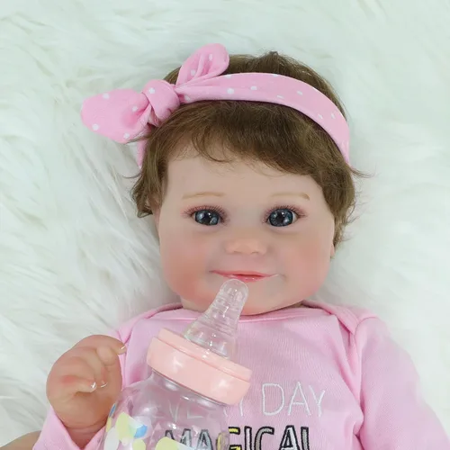 Miniatura 2 de Muñecas Reborn Baby Girl, muñecas realistas de 18 pulgadas con cuerpo completo de silicona de vinilo suave para niñas, muñecas realistas con diadema