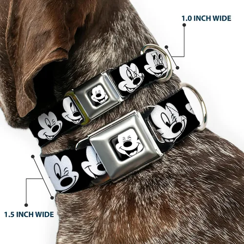 Miniatura 2 de Buckle-Down Collar de perro con hebilla de cinturón de seguridad, dálmatas para correr, patas, negro, gris, blanco, negro, 1.5 pulgadas de ancho, se