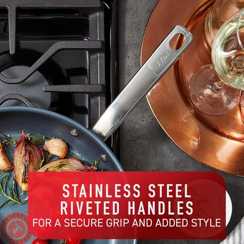 Miniatura 6 de T-fal Juego de utensilios de cocina de acero inoxidable platino con antiadherentes, 12 piezas para horno de inducción, apto para horno de inducción