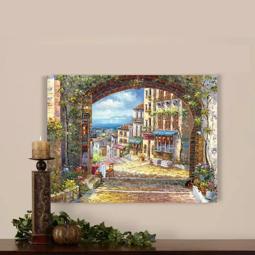 Miniatura 2 de SD SOFT DANCE Lienzo decorativo para pared de pueblo italiano, pintura de pueblo costero, reproducción de obras de arte para sala de estar
