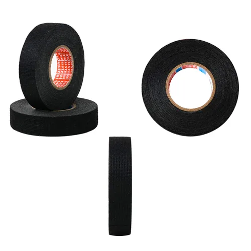 Miniatura 2 de HSTECH 2 rollos de cinta de arnés de cable, cinta de tela para arnés de cableado de altavoz, cinta adhesiva negra, para arnés de cables eléctricos