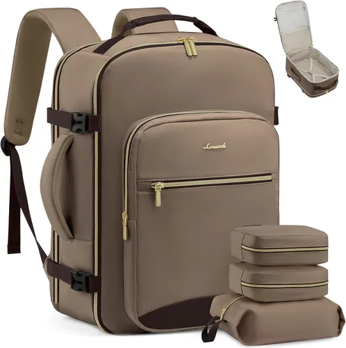 Miniatura 17 de LOVEVOOK Mochila de viaje de 40L aprobada para vuelo, 3 cubos de embalaje, bolsa de viaje impermeable para artículos personales, equipaje de mano