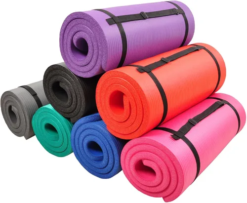 Miniatura 4 de Fitvids Esterilla de yoga extra gruesa de alta densidad antidesgarros de 1/2 pulgada con correa de transporte